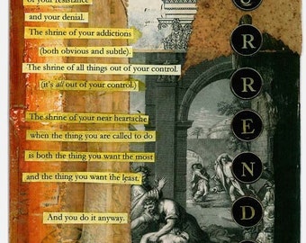 Inspirational Poetry Art Collage Small Card - Surrender