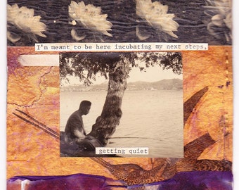 Inspirational Poetry Art Collage Card - Getting Quiet