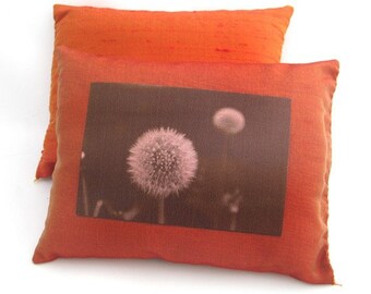 Lavender Silk Dream Pillow - Red Orange Dandelion