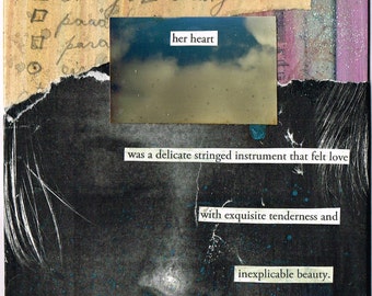 Inspirational Poetry Art Collage Card - Her Heart