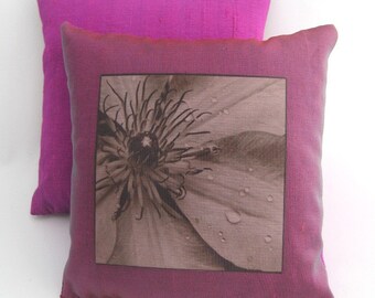 Lavender Silk Dream Pillow - Fuschia Clematis