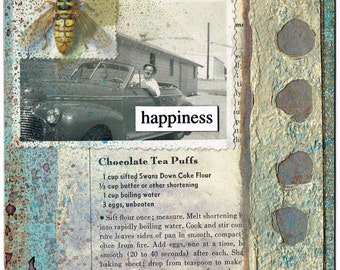 Inspirational Poetry Art Collage Small Card - Happiness