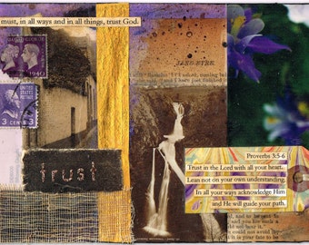 Inspirational Poetry Art Collage Small Card - Trust