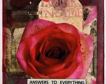 Inspirational Poetry Art Collage Small Card - Answers to Everything