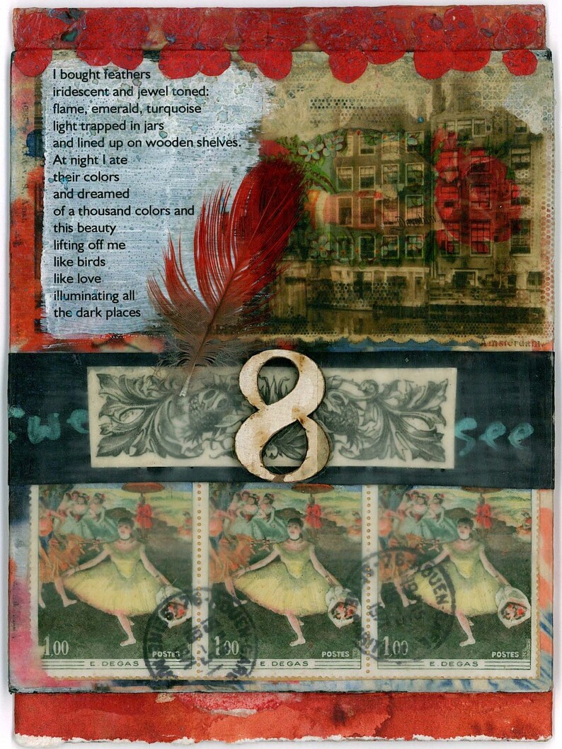 Inspirational Poetry Art Collage Card I Bought Feathers image 1