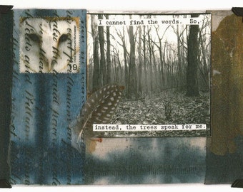 Inspirational Poetry Art Collage Card - Trees Speak