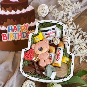 Happy Birthday Gift Box, Wooden Cake Shaped Box, Reusable HDF Packaging, Kids Party Gift, Empty DIY Surprise Favor Box, Gift Box , Packaging