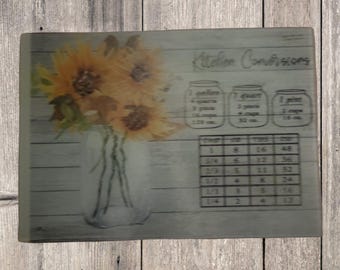 Glass Tempered Cutting Board with Kitchen Conversions