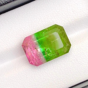 11 Cts Natural Watermelon Tourmaline Gemstone Faceted Bicolor Tourmaline Natural Loose Bi Color  Watermelon Tourmaline Gemstone For Jewelry