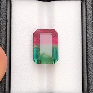 15 Cts Natural Watermelon Tourmaline Loose Gemstone Bi Color Tourmaline Natural Loose Watermelon Tourmaline Faceted Emerald Cut Tourmaline