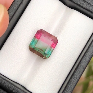 7.16 Cts Natural Watermelon Tourmaline Loose Gemstone Faceted Bicolor Tourmaline Natural Tourmaline Watermelon Loose Tourmaline Bi Color