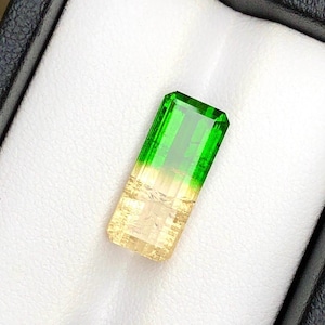 6.6 Carat Natural Bicolor Tourmaline Gemstone: Yellow and Green, Afghanistan Origin