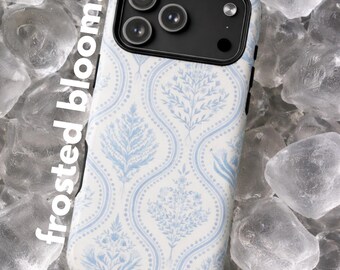 Blaue Blumen iPhone Hülle, weiche ästhetische Handyhülle, leichtes feminines Design, niedliche iPhone 13 14 15 Abdeckung