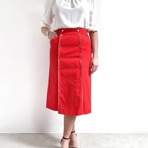 Moschino pleated A-line midi skirt - Red