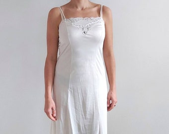 Vintage White Lace Midi Slip Dress / Nightie // Medium