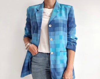 ジャケット・アウター 80s 90s ITALY silk linen blazer EURO Vintage Blue Silk Linen Jacket Blazer Small - Etsy