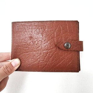 60's Men's Brown Leather Wallet // Textured Almond Brown Fold-Out Wallet