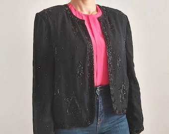 Vintage Black Beaded Evening Jacket