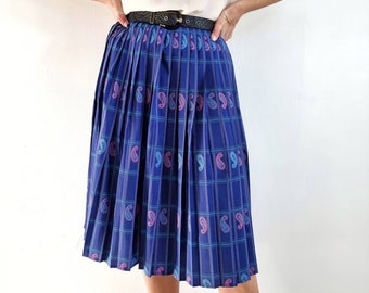 Jupe évasée plissée bleu femme