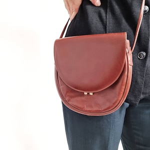 Vintage Braune Leder Kleine Crossbody Bag / Long Strap Handtasche