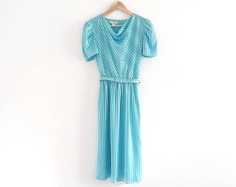 80s Aqua Stripe Summer Dress