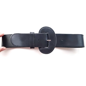 Vintage Wide Black Belt With Large Leather Buckle // Statement Ladies Dress  Belt // Small - Medium - Etsy
