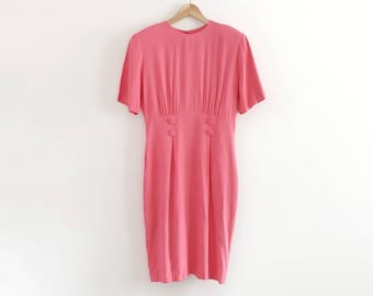 80s Bright Pink Smart Midi Dress