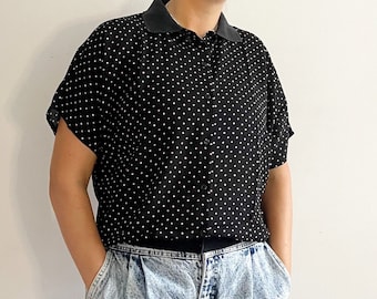 Vintage Polka Dot Blouse in Black