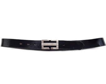 Vintage 80s Black Harness Leather Belt - Men display picture 3