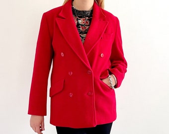 80s Red Wool Blazer Coat