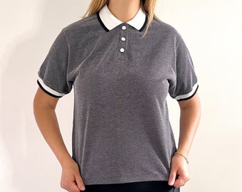 90's Vintage Monochrome Ladies Polo T-shirt