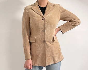 Vintage Beige Suede Ladies Jacket | Betty Barclay Fitted, Light