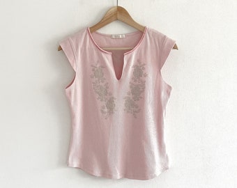 00’s Pastel Pink Ribbed T-shirt