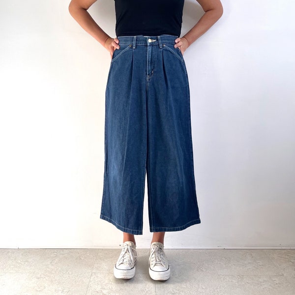 Pantaloni culotte in denim LEE vintage/pantaloni corti indaco a gamba larga/extra piccoli