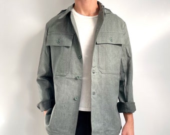 Vintage Workmen’s Jacket in Green | Utility Janitor Shacket | Large