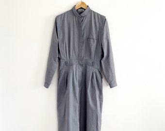 Vintage JIL SANDER Grey Shirt Dress // Military Minimalist