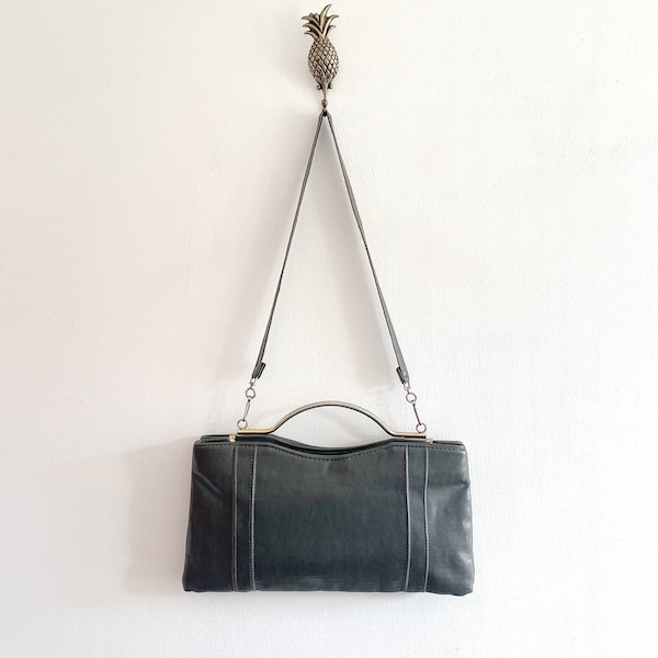 Vintage Grey Handbag with Metal Handle