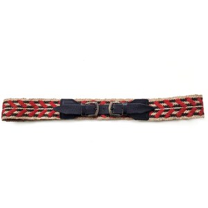 Vintage Woven Boho Stap & Leather Ends Belt With Brass  display picture 2
