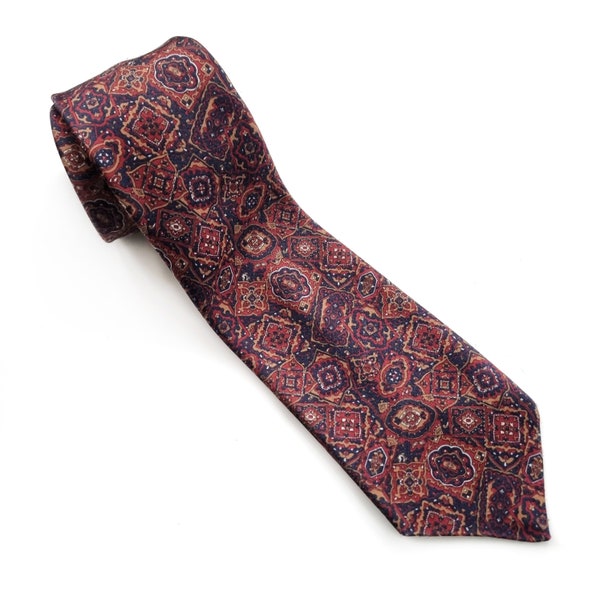 Vintage HUGO BOSS Paisley Print Silk Tie | Burgundy, Purple & Brown Printed Designer Neck Tie | Made in Italy