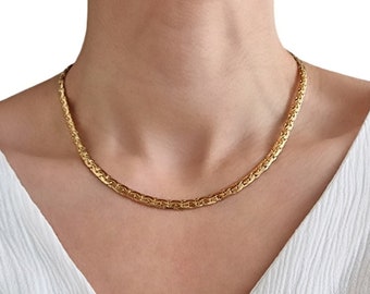 Vintage Shiny Gold Plated Necklace | Flat Chain Necklace | Brand NEW