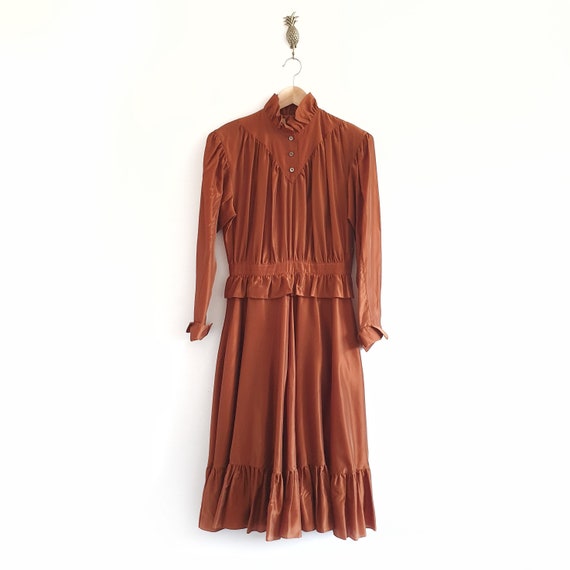 Designer Vintage Brown Mary Quant Dress // Long T… - image 1