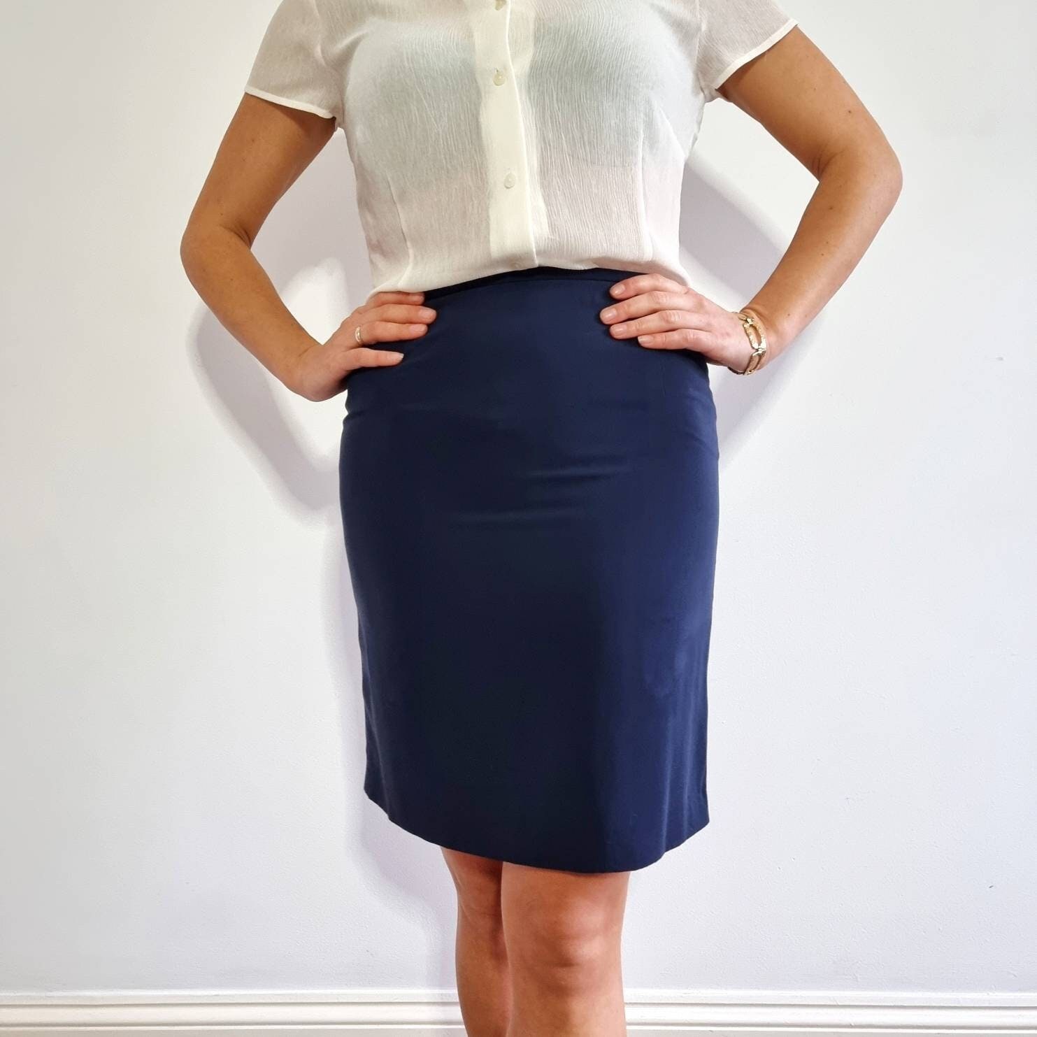 Vintage Navy Mini Suit Skirt Smart Short Skirt Small Etsy Canada