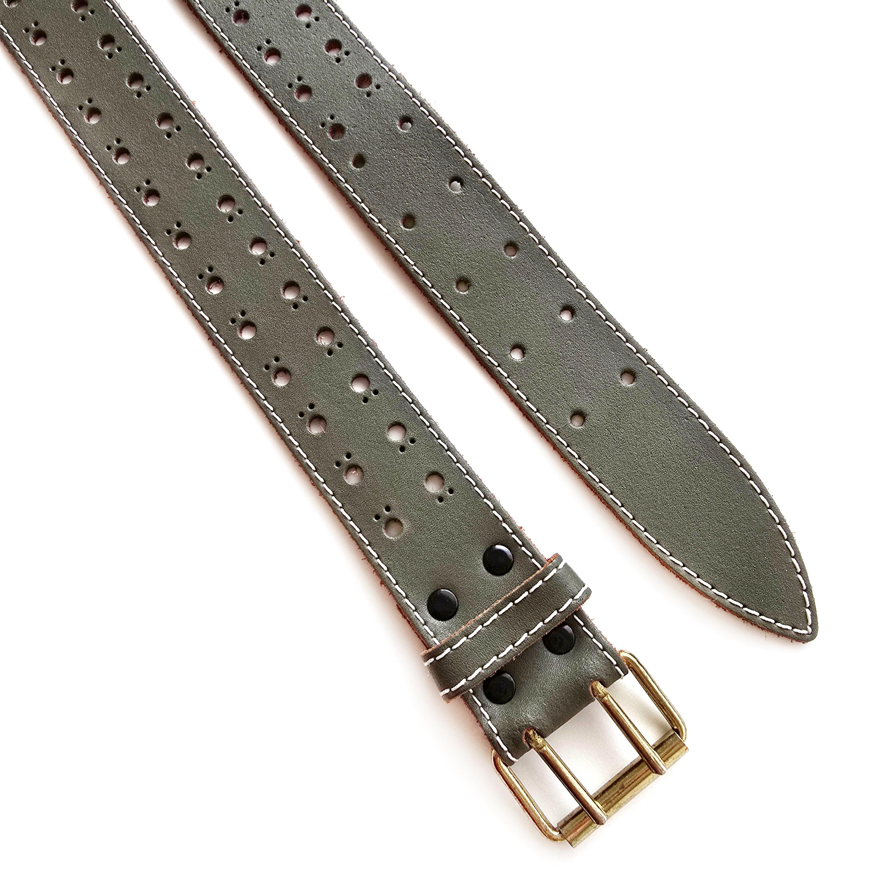 Vintage‎ Olive leather colored Belt small Vintage Olive Green Leather Belt With Brass Buckle | Khaki  main image 2