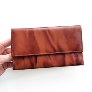NUEVA cartera / organizador de cuero genuino marrón vintage