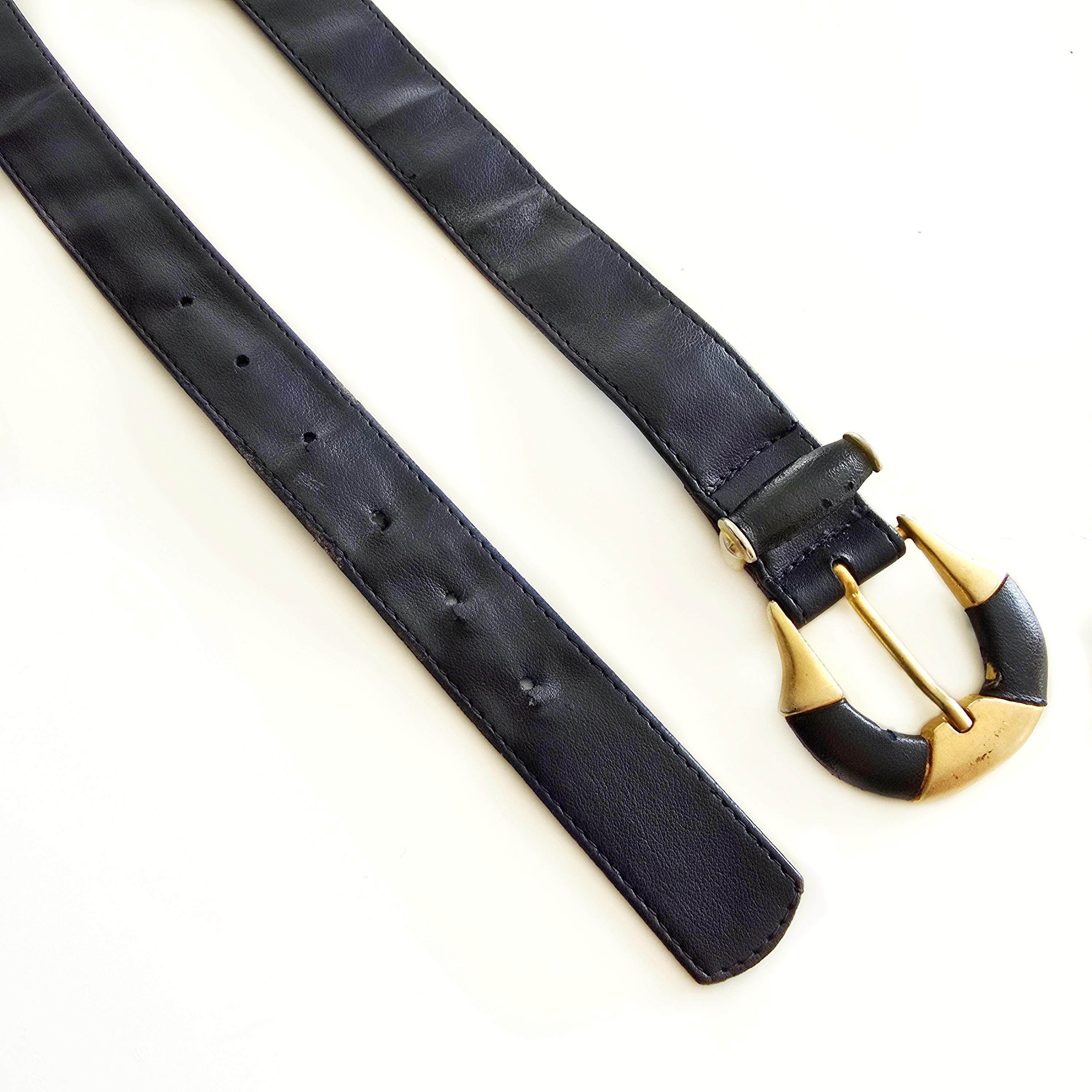 Navy Vegan Leather Vintage Gold Brooch Belt Vintage Braided Vegan Leather Belt: Navy, White & Gold - Etsy main image 3