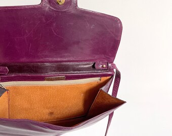 Sac à main en cuir violet CHARLES JOURDAN vintage des années 80 Sac à  bandoulière/pochette brillant, en Moyen