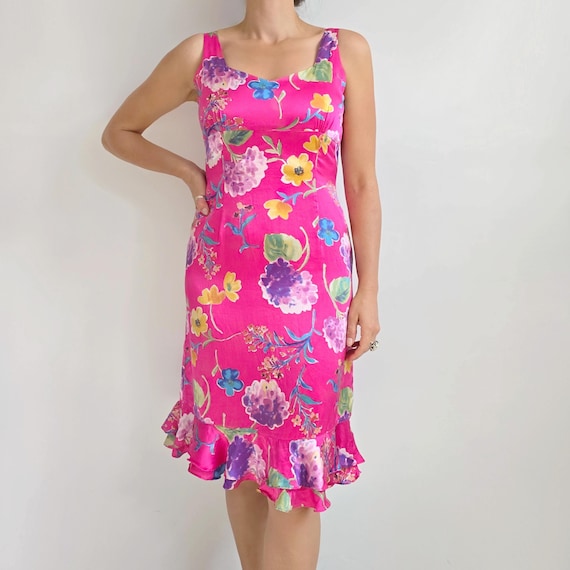 knee length dresses for ladies Soft Rise Wrap Floral Satin Lace Midi Dress – VICI main image 1