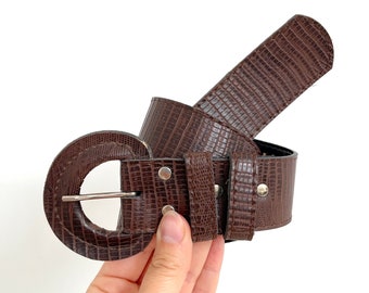 1980s Faux Croc Belt, Vintage Vegan Leather Belt - Etsy Canada display picture 1