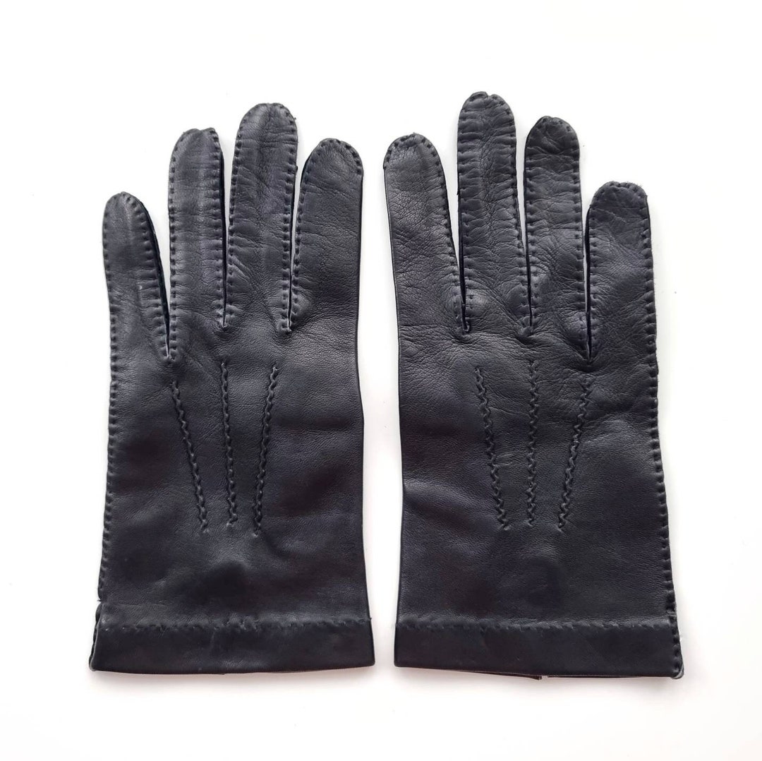 Vintage Men's Black Soft Leather Gloves // Small - Medium - Etsy