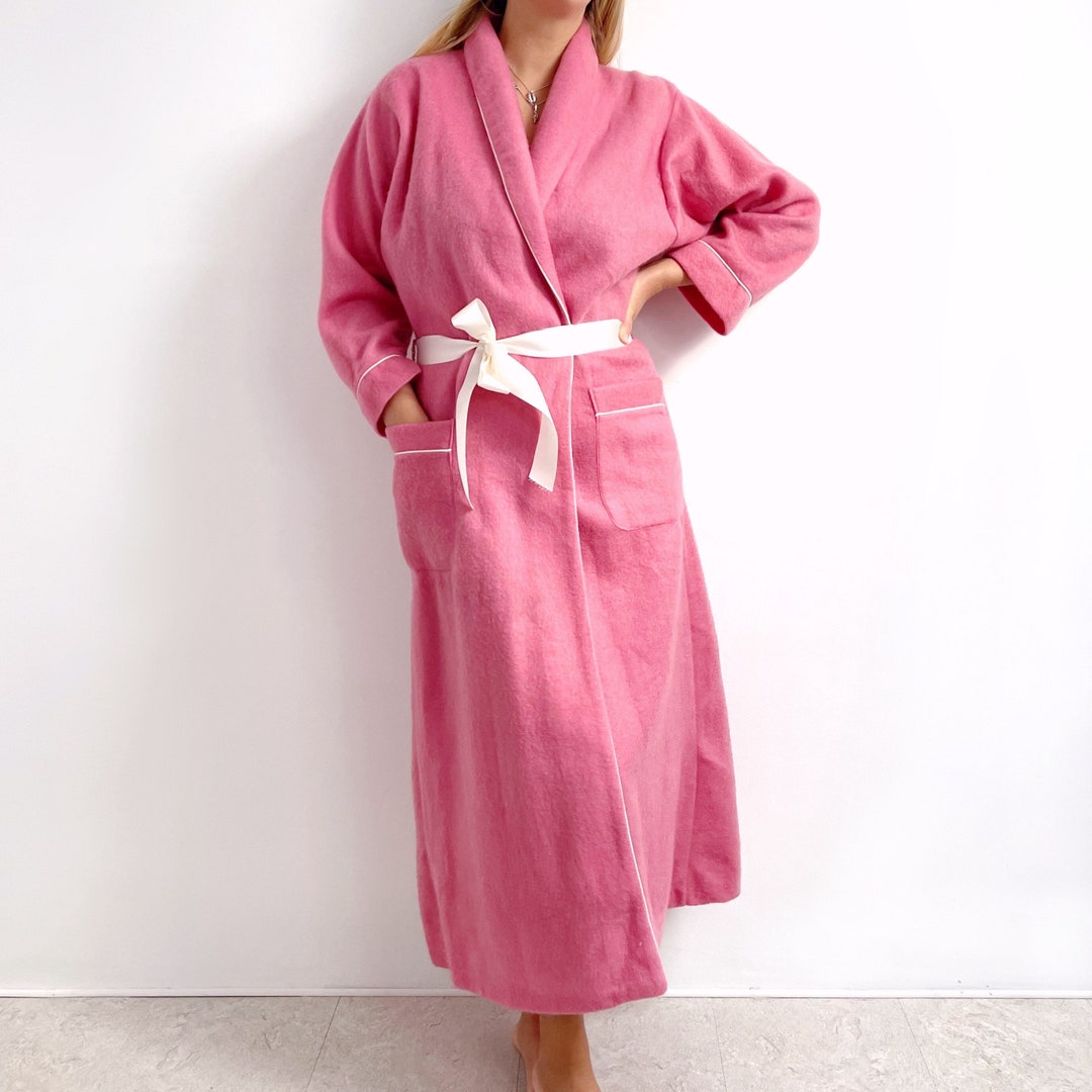 NEW Vintage Pink House Coat // Fluffy Long Winter Robe // Small ...